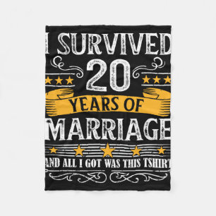 20th Wedding Anniversary Shirt Couples Husband Wif Fleece Blanket