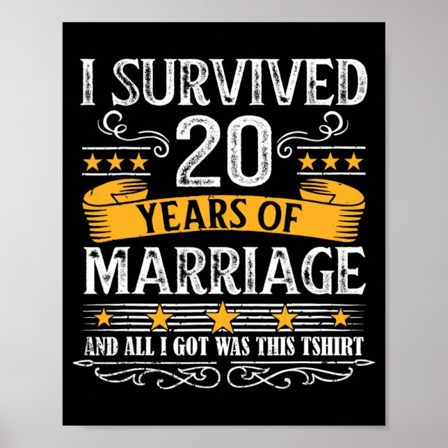 20th Wedding Anniversary Shirt Couples Husband Wif Poster (Front)