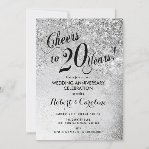 20th Wedding Anniversary Silver Invitation