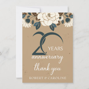 20th Wedding Anniversary Thank you Floral Card