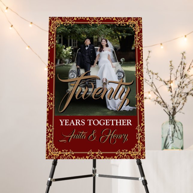 20th Wedding Anniversary Welcome Sign (In Situ (Stand))