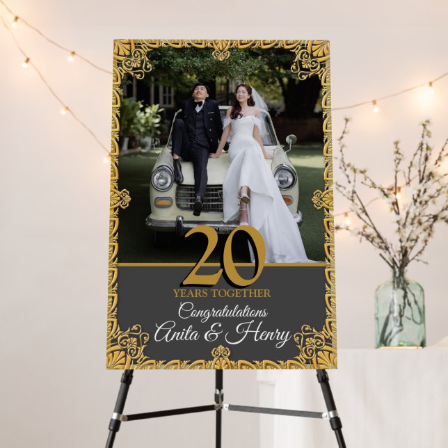 20th Wedding Anniversary Welcome Sign (In Situ (Stand))