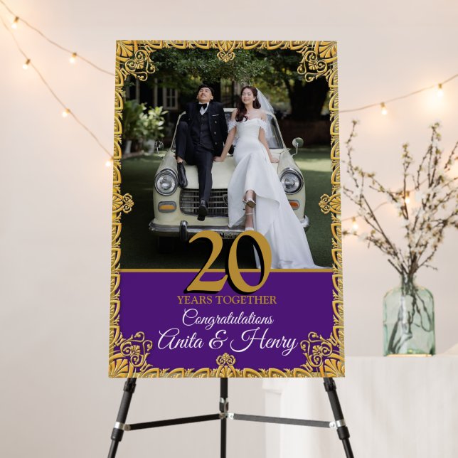 20th Wedding Anniversary Welcome Sign (In Situ (Stand))