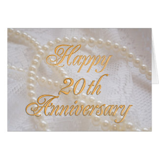 20th wedding anniversary with lace and pearls card