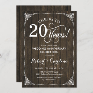 20th Wedding Anniversary - Wood Invitation