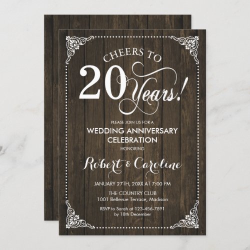20th Wedding Anniversary _ Wood Invitation