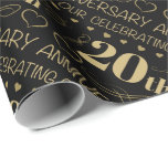 20th Wedding Anniversary Wrapping Paper<br><div class="desc">This elegant wedding anniversary gift idea has a beautiful gold design with hearts and fancy lettering.</div>