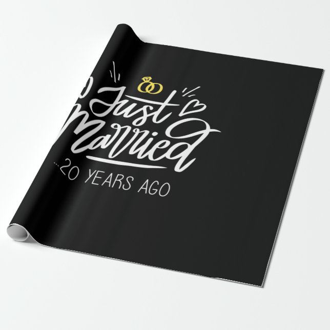 20th Wedding Anniversary Wrapping Paper (Unrolled)