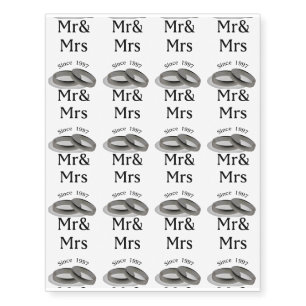 20th Years Anniversary Couples Gift Mr & Mrs 1997 Temporary Tattoos