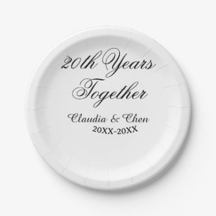 20th Years together anniversary name date year sim Paper Plates