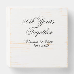 20th Years together anniversary name date year sim Wooden Box Sign