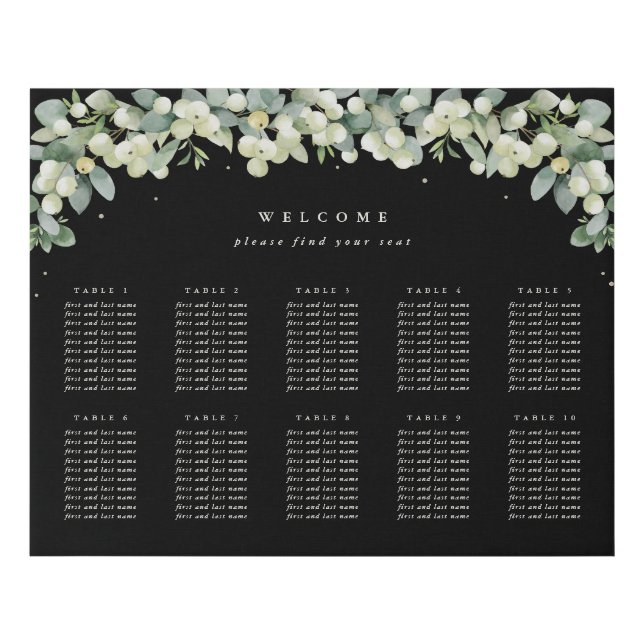 20x16" 10 Tables of 10 Seating Chart  Faux Canvas Print (Front)