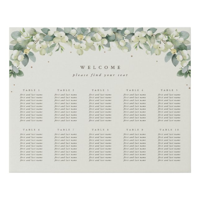 20x16" 10 Tables of 10 Seating Chart  Faux Canvas Print (Front)