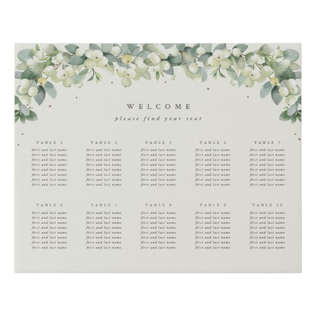 20x16" 10 Tables of 8 Seating Chart  Faux Canvas Print (Front)