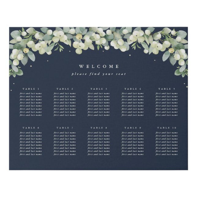 20x16" 10 Tables of 8 Seating Chart  Faux Canvas Print (Front)
