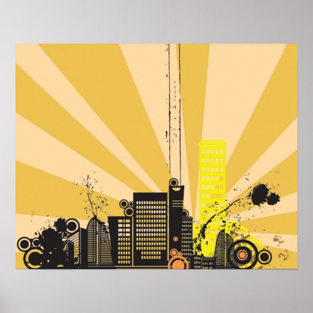 20x16 Abstract Yellow City Wall Art (Front)