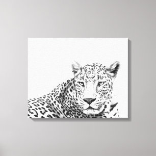 20x16 inch Modern Black and White Jaguar Canvas Print