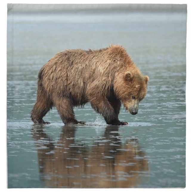 20x20 Dinner Cloth Napkin w/ grizzly bear (Front)