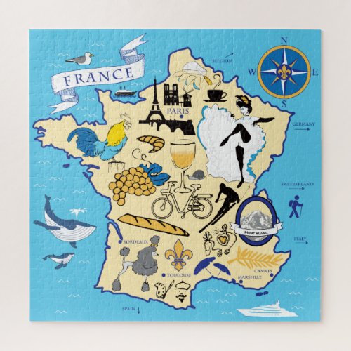 20x20 Map of France Puzzle for Colorblind People