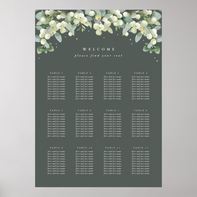 20x28" 12 Tables of 10 Seating Chart Poster (Front)