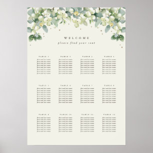 20x28" 12 Tables of 8 Wedding Seating Chart Poster