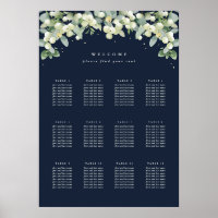 20x28" 12 Tables of 8 Wedding Seating Chart Poster