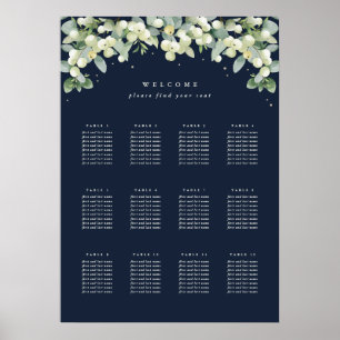 20x28" 12 Tables of 8 Wedding Seating Chart Poster