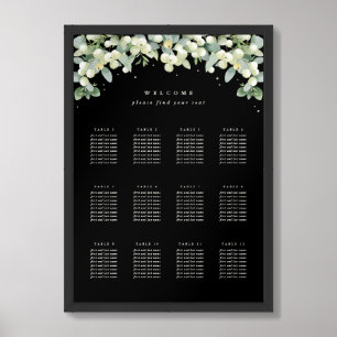 20x28" 12 Tables of 8 Wedding Seating Chart Poster