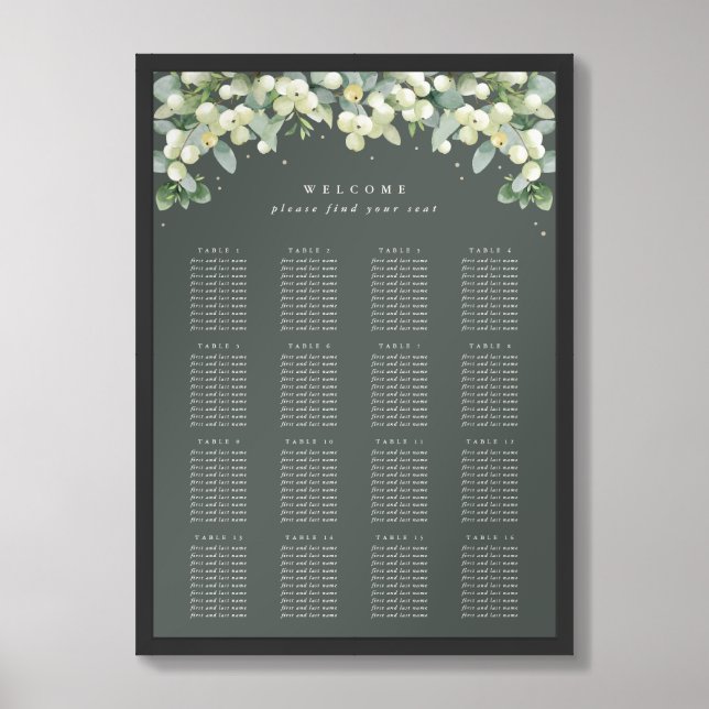 20x28" 16 Tables of 10 Seating Chart Poster (Framed Front)