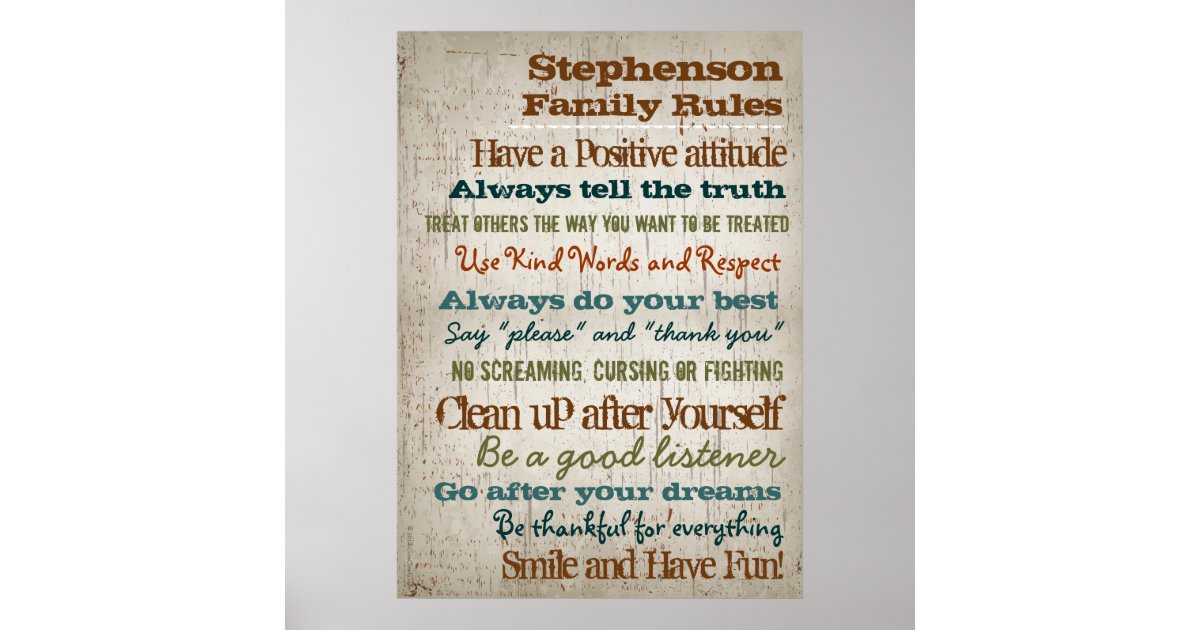 20x28 Personalized Family Rules House Sign | Zazzle