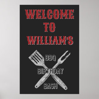 20x30 Backyard BBQ Birthday Party Welcome Sign