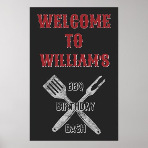 20x30 Backyard BBQ Birthday Party Welcome Sign