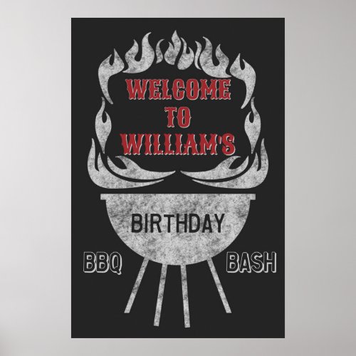 20x30 BBQ Birthday Party Welcome Sign  Poster