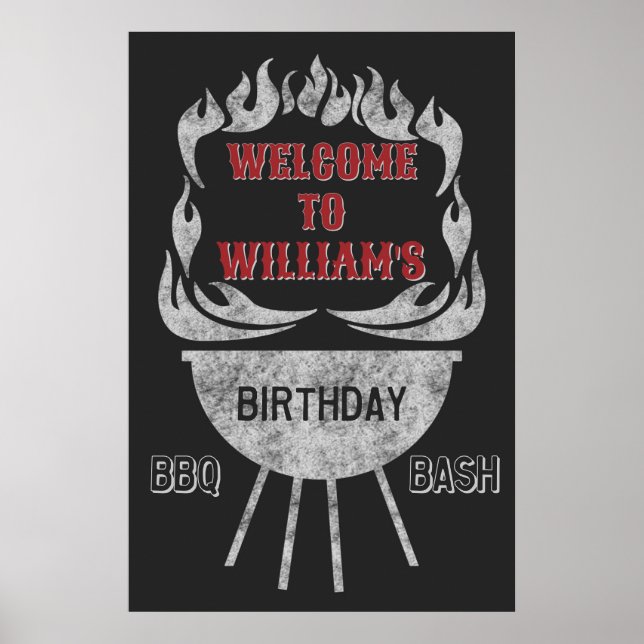 20x30 BBQ Birthday Party Welcome Sign & Poster (Front)