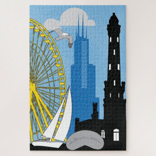 20x30 Chicago Skyline Puzzle for Colorblind People