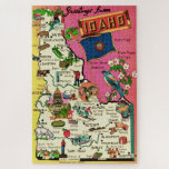 20x30 Idaho Jigsaw Puzzle<br><div class="desc">A fantastic colorful vintage postcard map of Idaho repurposed on a 20 x 30 jigsaw puzzle!</div>