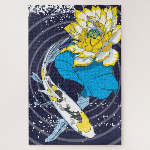 20x30 Koi and Lotus Puzzle for Colorblind People