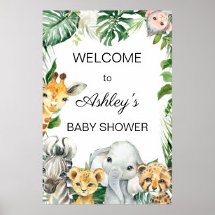 20x30 Safari Greenery Baby Shower Welcome Poster