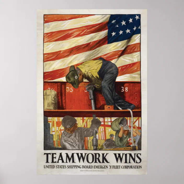 Teamwork Wins NEW Vintage WWI War Army Art Print  POSTER 