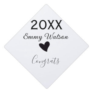 20XX bold letter congrats graduation name heart si Cap Topper