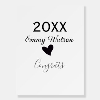20XX bold letter congrats graduation name heart si Foam Board