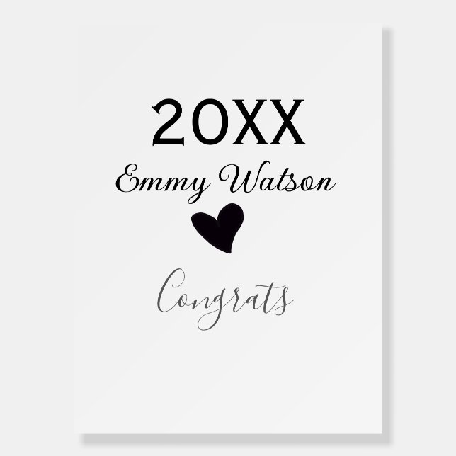 20XX bold letter congrats graduation name heart si Foam Board (Front)