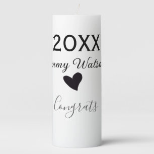 20XX bold letter congrats graduation name heart si Pillar Candle