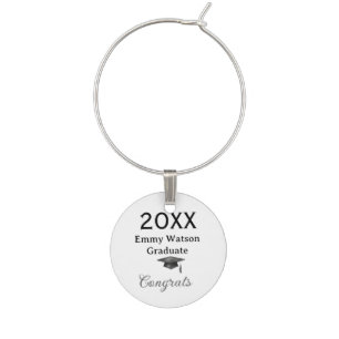 20XX bold letter congrats graduation name heart si Wine Charm