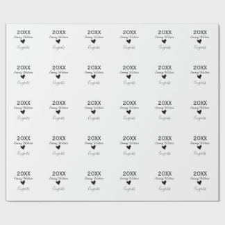 20XX bold letter congrats graduation name heart si Wrapping Paper
