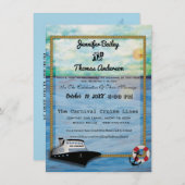 20XX Cruise Ship Watercolor  Wedding Invitation (Front/Back)