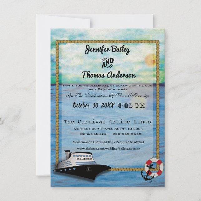 20XX Cruise Ship Watercolor  Wedding Invitation (Front)