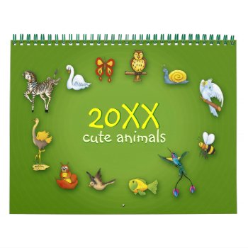 20xx | Cute Cartoon Animals Calendar by Kidsplanet at Zazzle