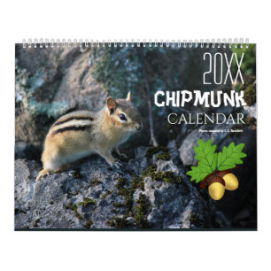 20XX Cute Chipmunk Animal Calendar 2027 Wildlife