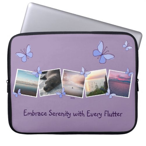 20XX Five Images Collage Flutter in Blue Laptop Sleeve